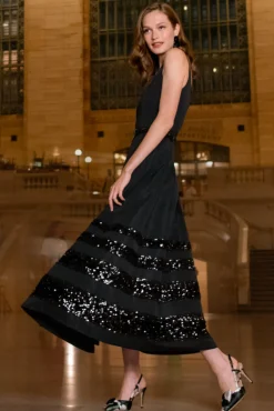 Sachin & Babi A-line|Midi<Sequin Mia Dress - Black