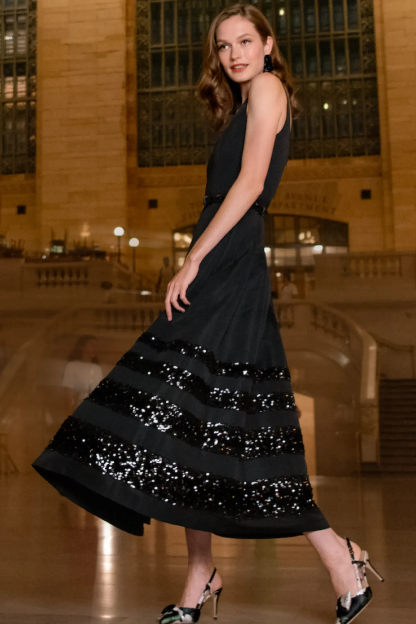Sachin & Babi A-line|Midi<Sequin Mia Dress - Black