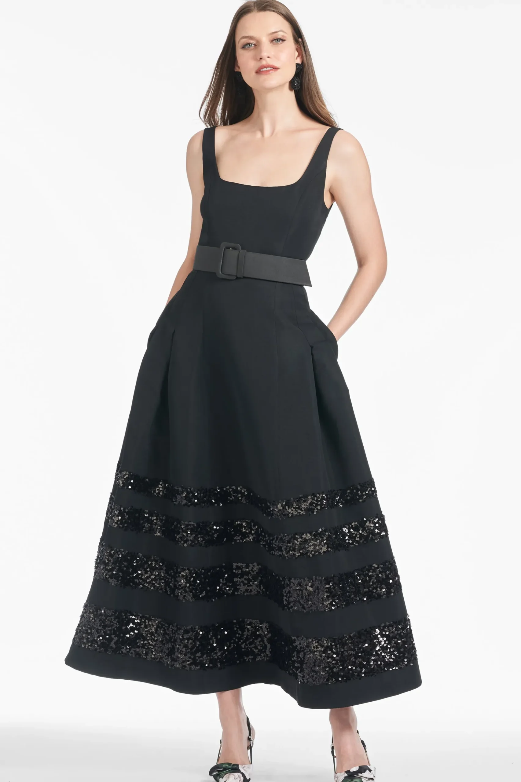 Sachin & Babi A-line|Midi<Sequin Mia Dress - Black