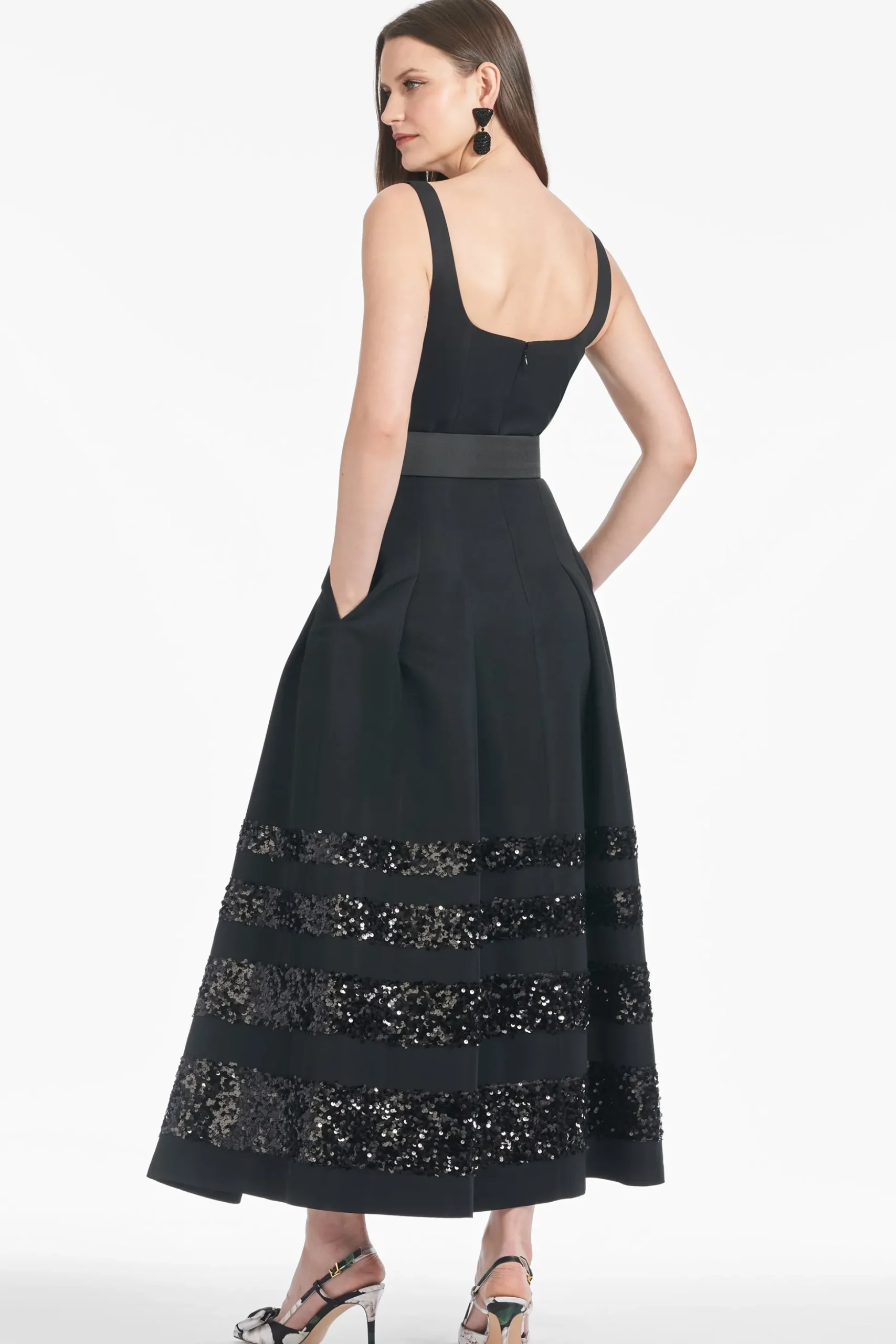 Sachin & Babi A-line|Midi<Sequin Mia Dress - Black