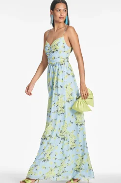 Sachin & Babi Sleeveless<Sienna Gown - Sky Citrine Floral Skycitrinefloral