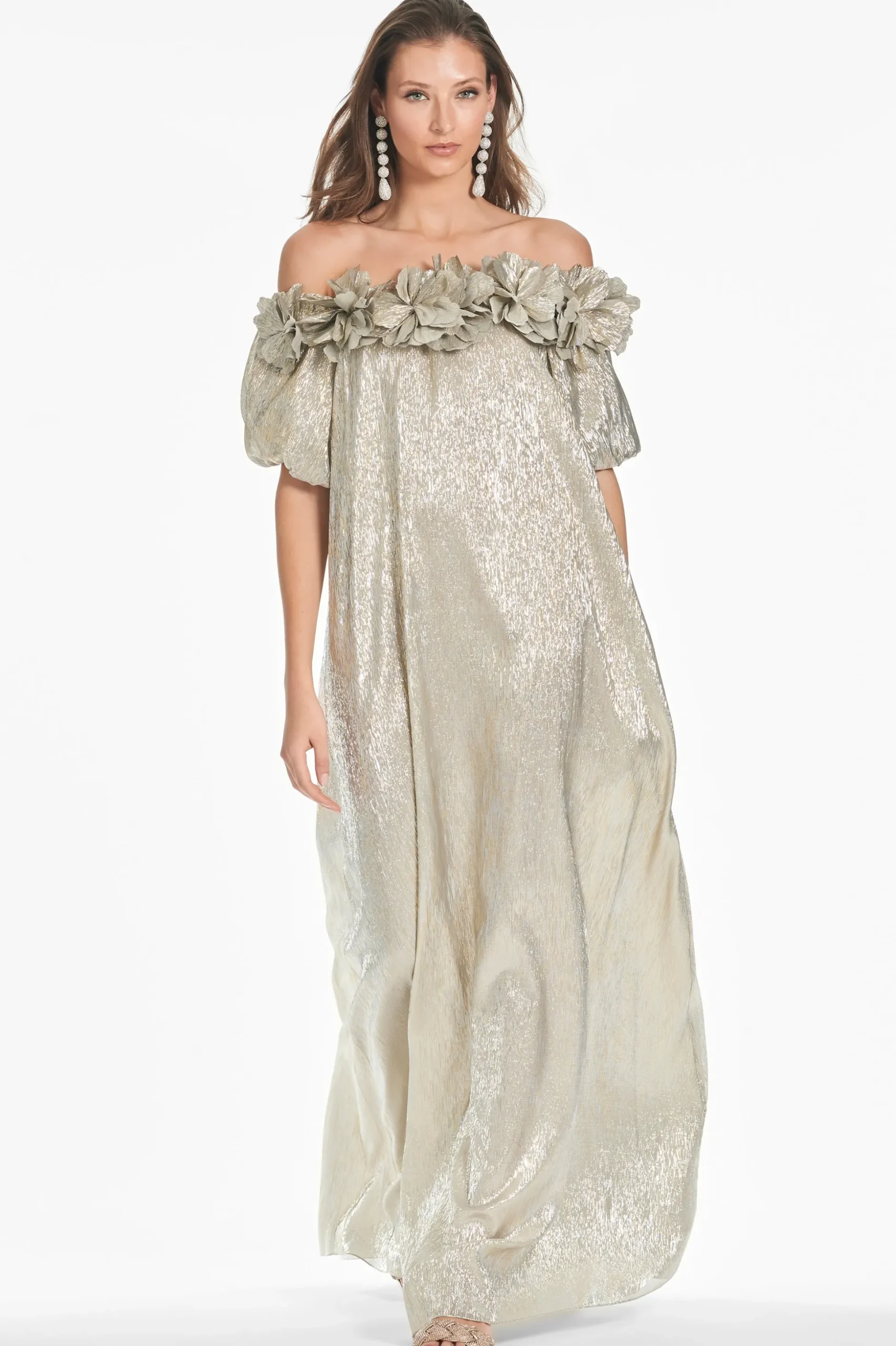 Sachin & Babi Short Sleeve<Valentina Gown - Silver