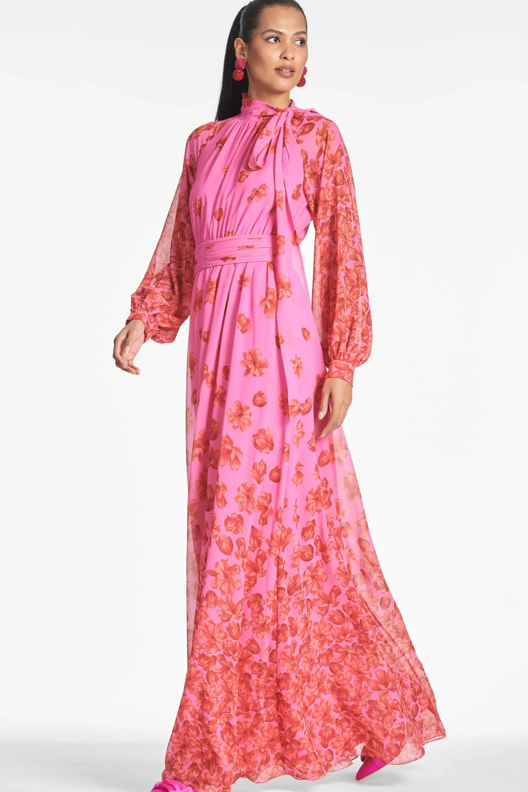 Sachin & Babi Plus Sizes|Long Sleeve<Vera Gown - Rose/vermillion