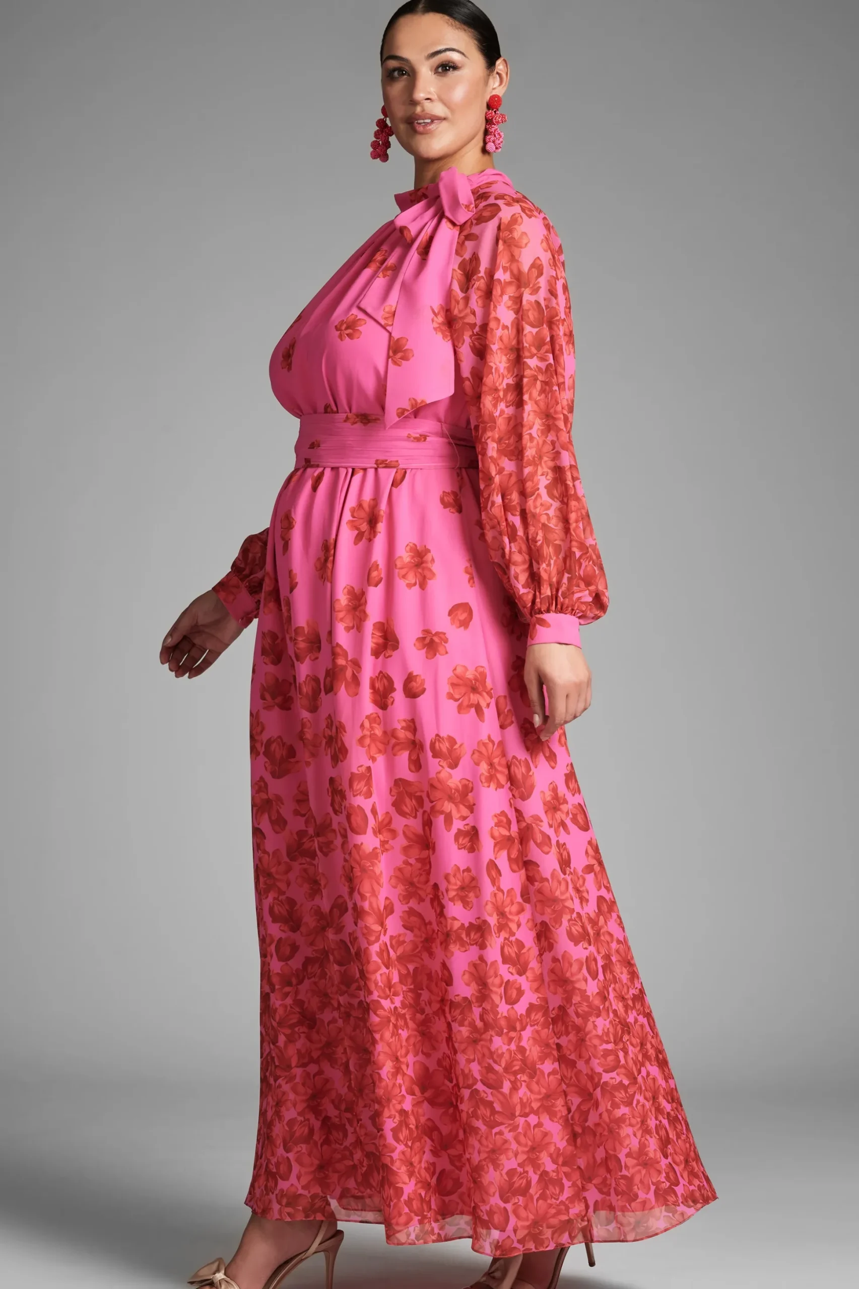 Sachin & Babi Plus Sizes|Long Sleeve<Vera Gown - Rose/vermillion