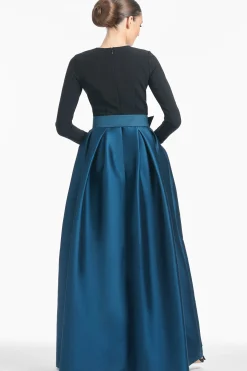 Sachin & Babi Long Sleeve<Victoria Gown - Black/Bottle Green Blackbottlegreen