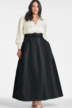 Sachin & Babi Plus Sizes|Long Sleeve<Zoe Gown - Ivory/ Black