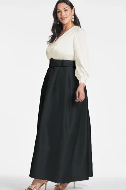 Sachin & Babi Plus Sizes|Long Sleeve<Zoe Gown - Ivory/ Black