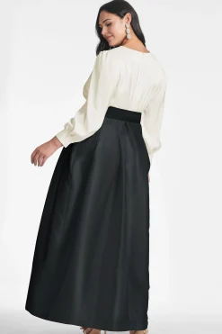 Sachin & Babi Plus Sizes|Long Sleeve<Zoe Gown - Ivory/ Black