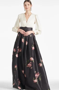 Sachin & Babi Plus Sizes|Long Sleeve<Zoe Gown - Ivory/Noir Blossom Ivory/noirblossom
