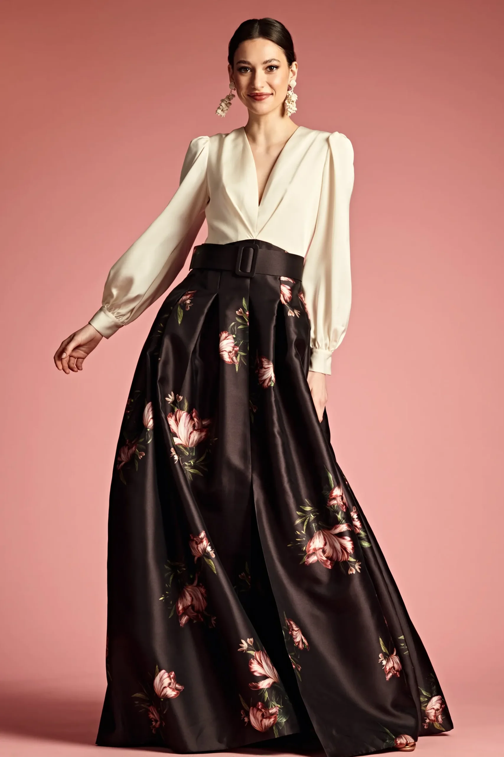 Sachin & Babi Plus Sizes|Long Sleeve<Zoe Gown - Ivory/Noir Blossom Ivory/noirblossom