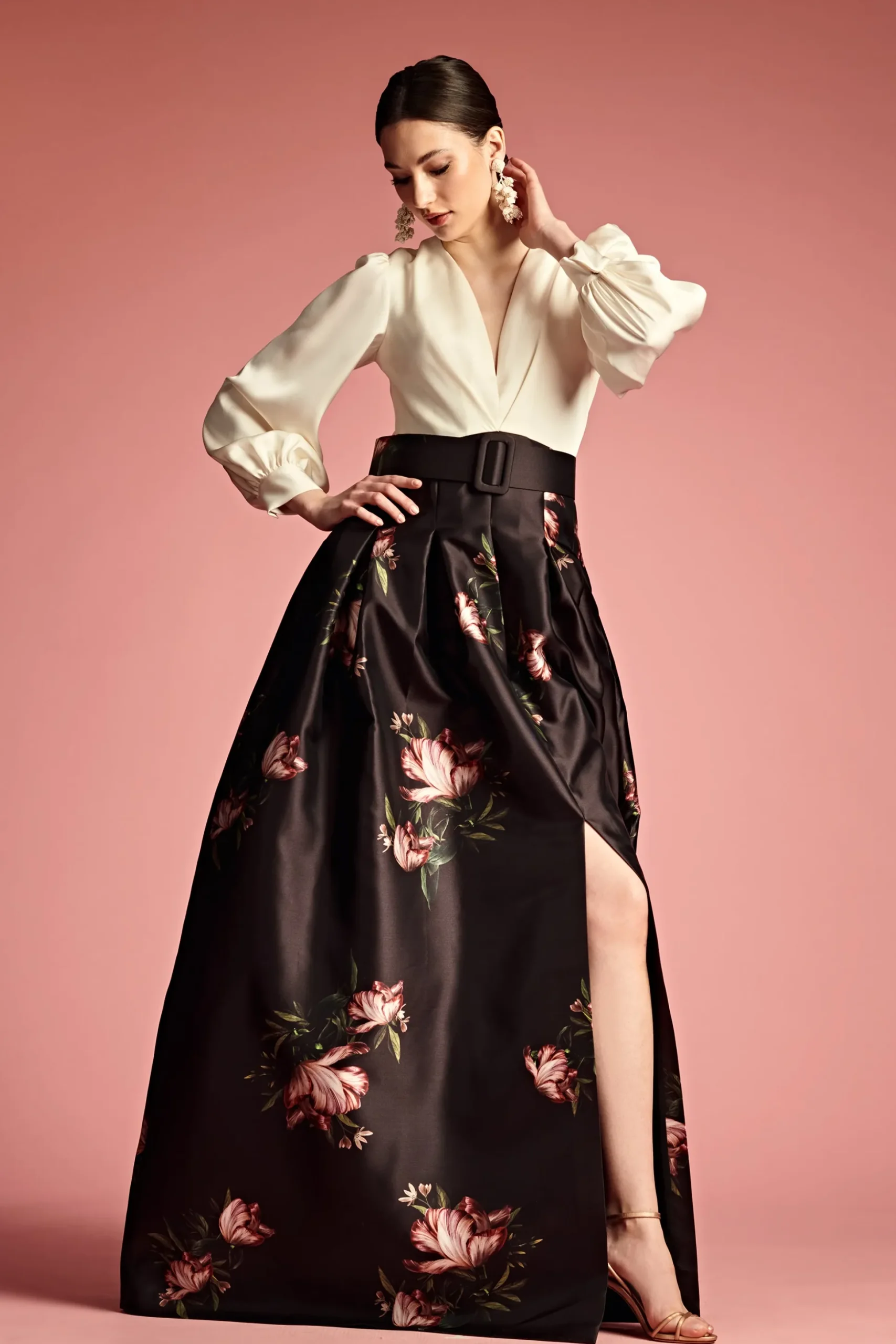 Sachin & Babi Plus Sizes|Long Sleeve<Zoe Gown - Ivory/Noir Blossom Ivory/noirblossom