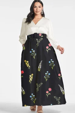 Sachin & Babi Plus Sizes|Long Sleeve<Zoe Gown - Off White/Noir Bouquet Offwhite/noirbouquet