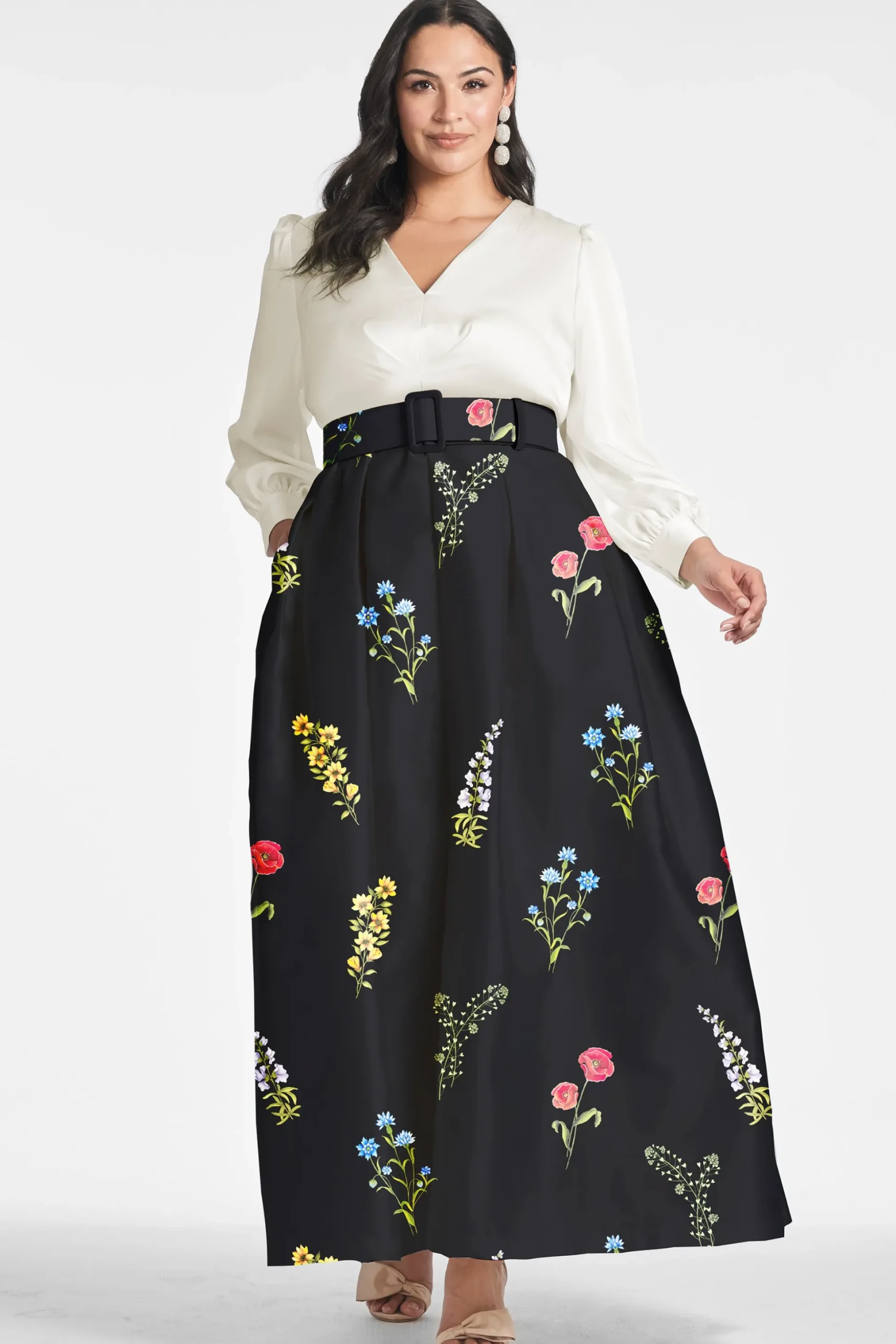 Sachin & Babi Plus Sizes|Long Sleeve<Zoe Gown - Off White/Noir Bouquet Offwhite/noirbouquet