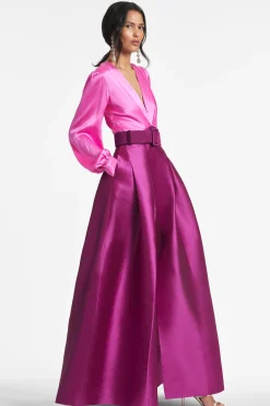 Sachin & Babi Plus Sizes|Long Sleeve<Zoe Gown - Pink/Magenta Pink&magenta