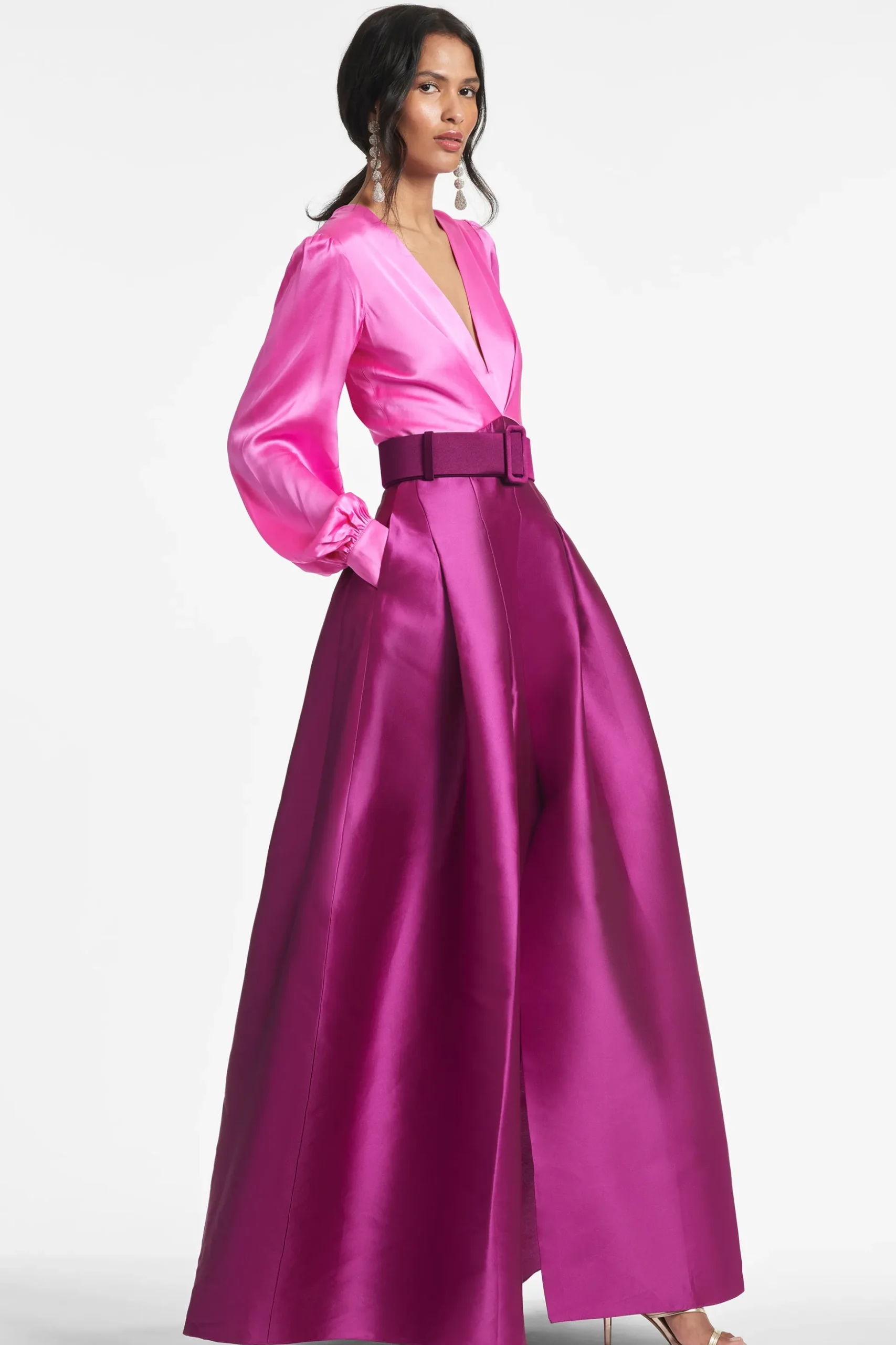 Sachin & Babi Plus Sizes|Long Sleeve<Zoe Gown - Pink/Magenta Pink&magenta