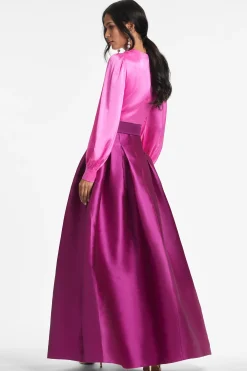 Sachin & Babi Plus Sizes|Long Sleeve<Zoe Gown - Pink/Magenta Pink&magenta