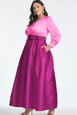 Sachin & Babi Plus Sizes|Long Sleeve<Zoe Gown - Pink/Magenta Pink&magenta