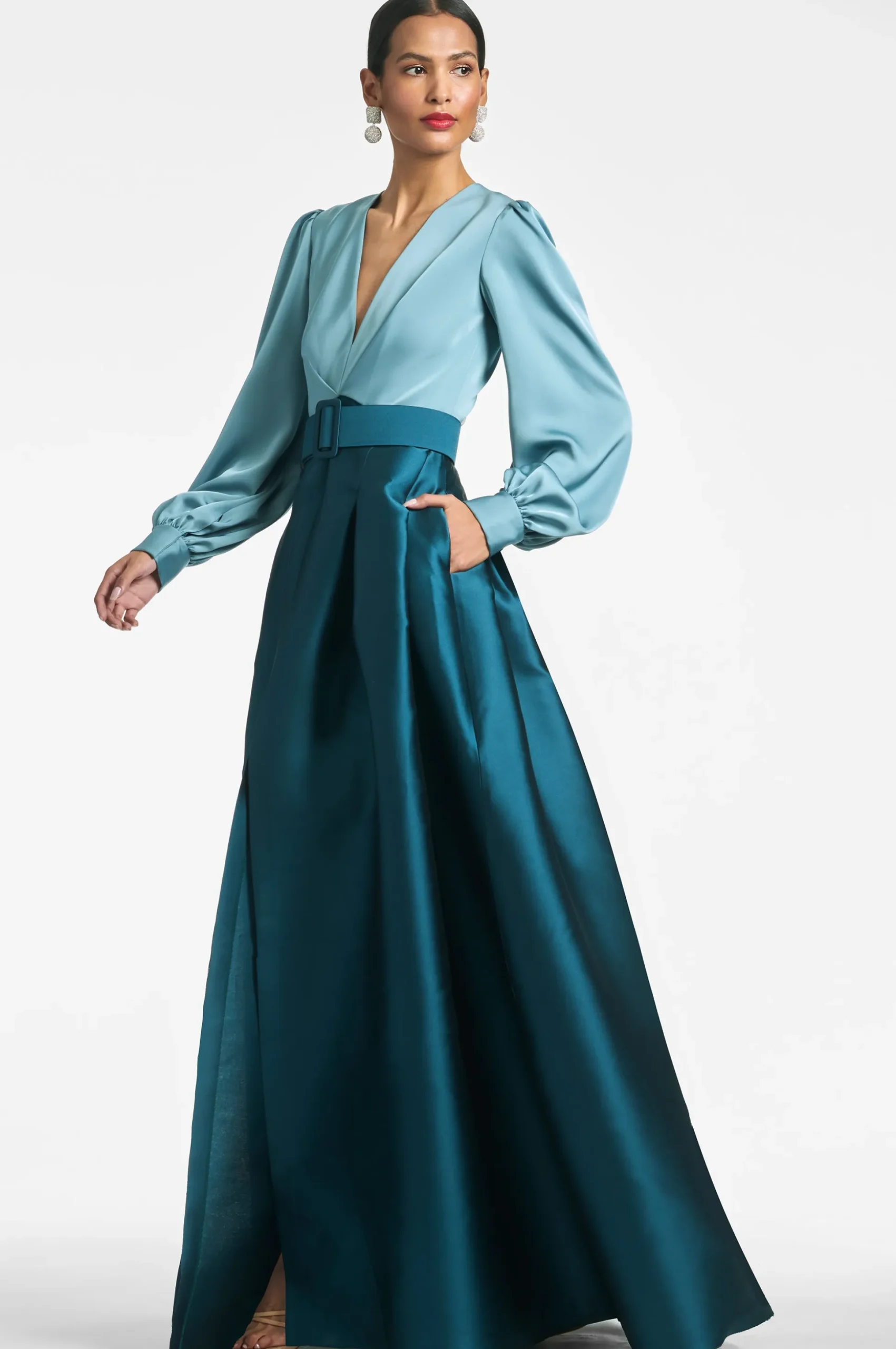 Sachin & Babi Plus Sizes|Long Sleeve<Zoe Gown - Seaglass/Deep Teal Seaglass/deepteal