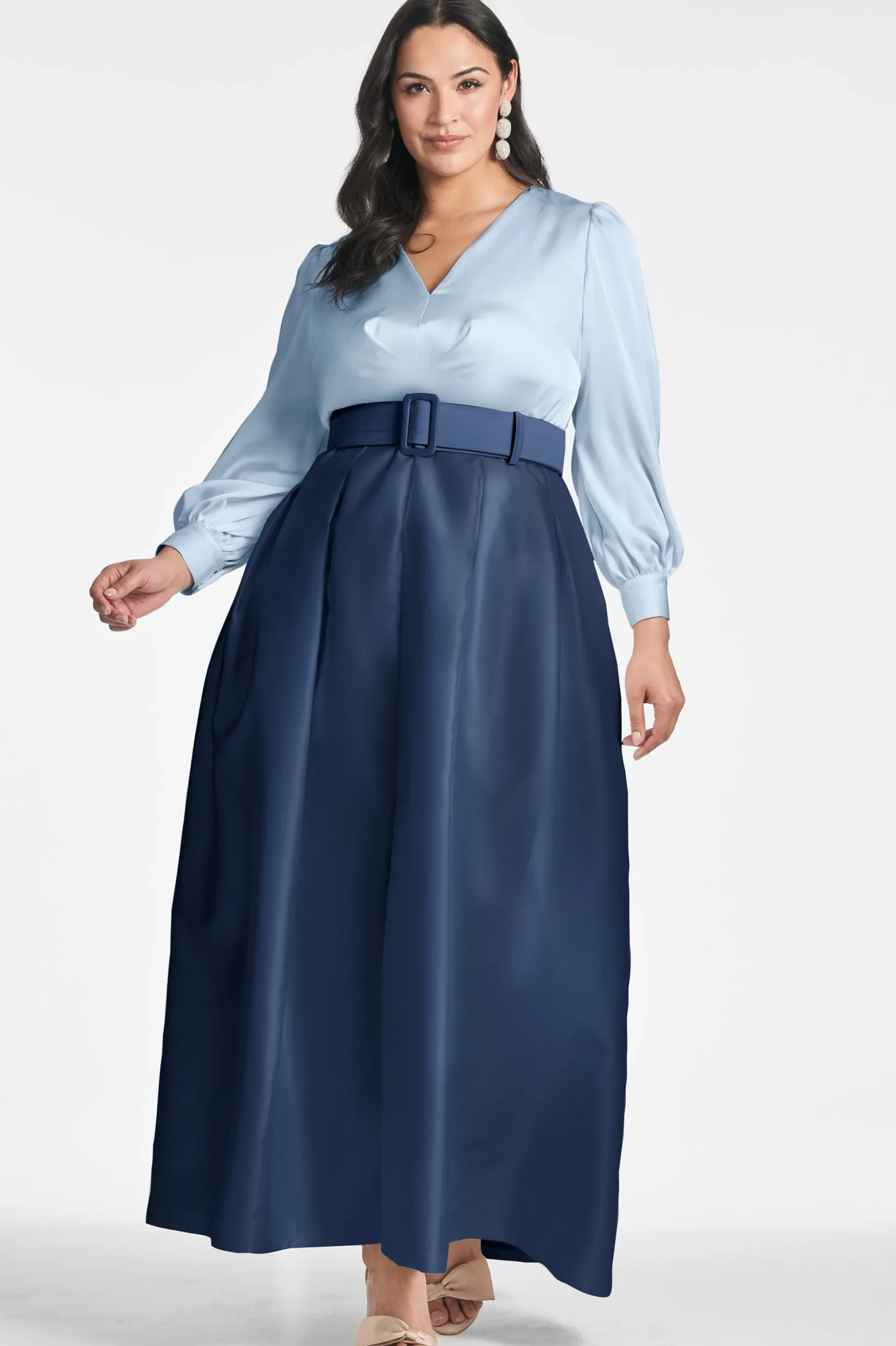 Sachin & Babi Plus Sizes|Long Sleeve<Zoe Gown - Slate/Navy Slate&navy
